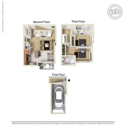 Floor plan for 2 beds, 2.5 baths, 1292 sqft
